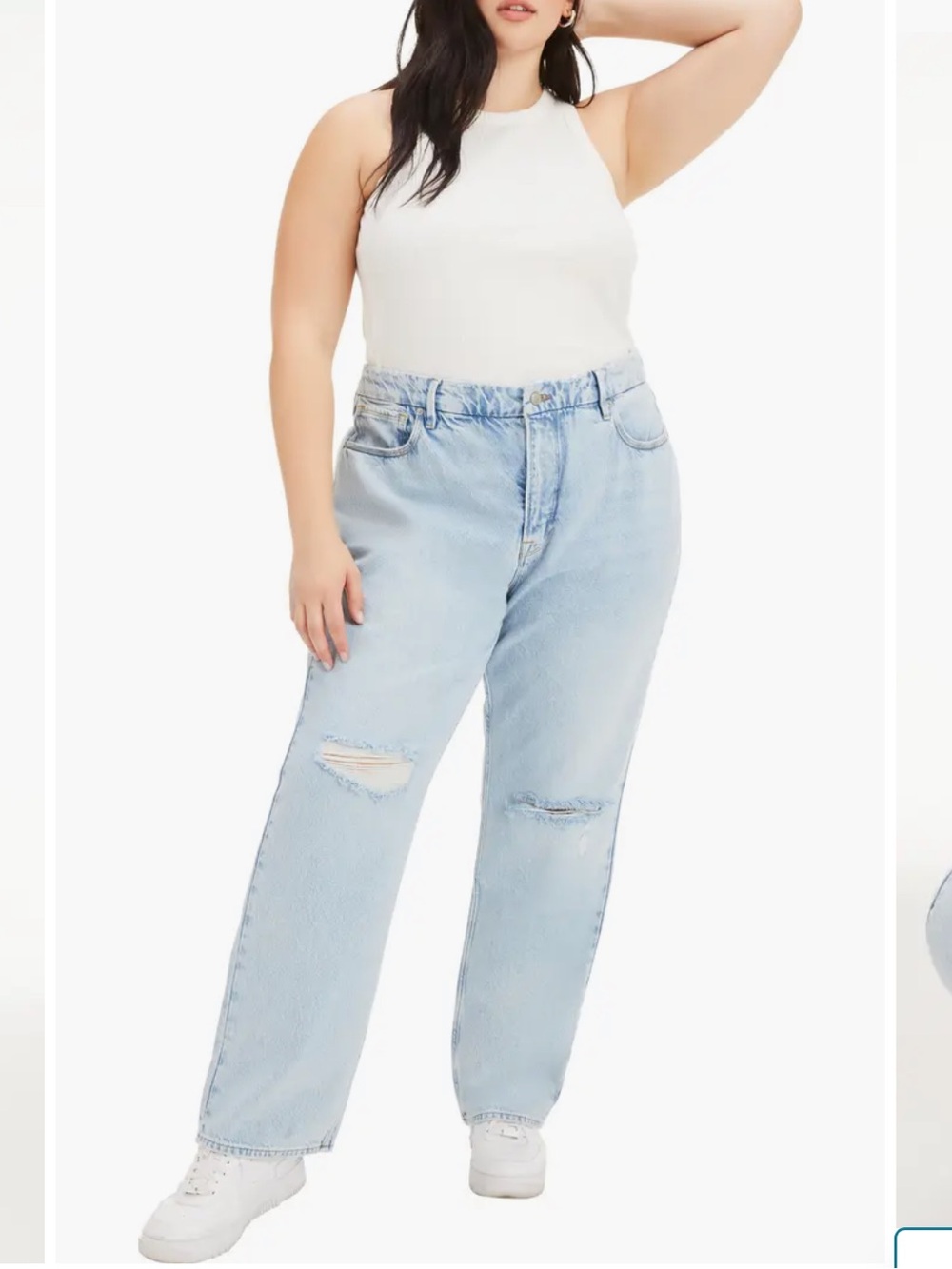 NWT Good American 90’s Straight Light Blue Distressed Jeans - Picture 5 of 7